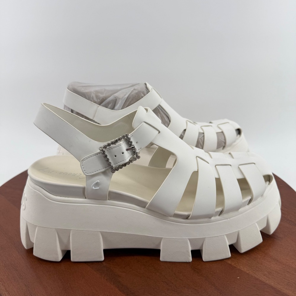 Circus NY Alyson Fisherman Platform Sandals White Lug Sole Buckle Women 9 NIB
